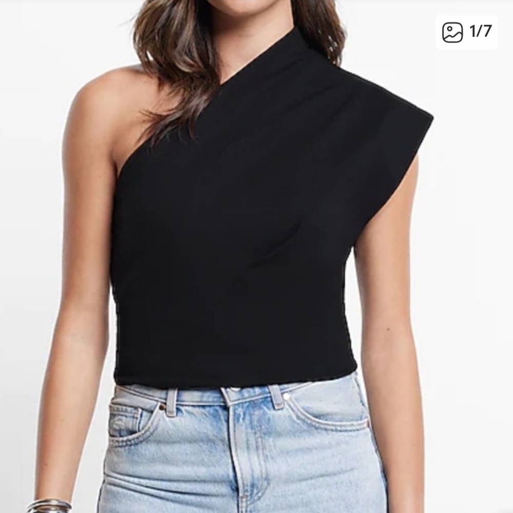 Asymmetric One-Shoulder Black Top